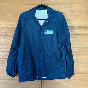 Vintage 1970s 1980s Ford logo patch navy snap front windbreaker jacket